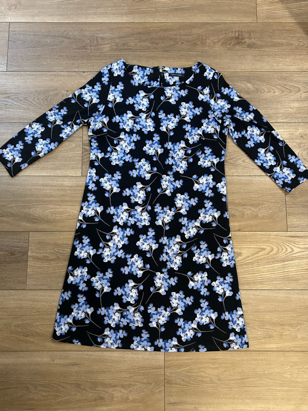 Tommy Hilfiger Blue Floral Sheath Dress Button Detail Cuff Career Size 10